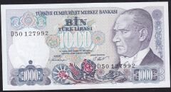 7.Emisyon 1.Tertip 1000 Lira D50 127992 Çil