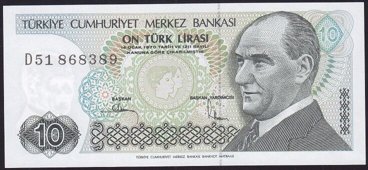 7.Emisyon 2.Tertip 10 Lira D51 868389 Çil