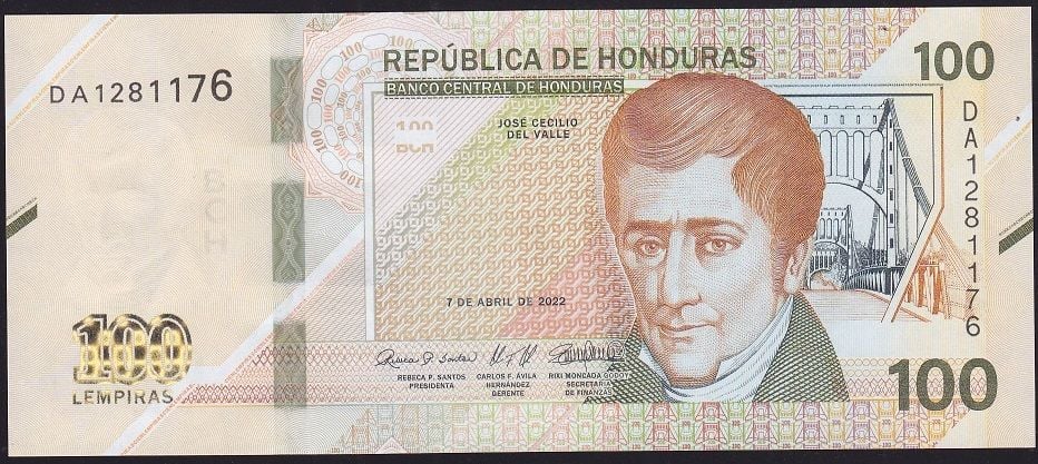 Honduras 100 Lempiras 2022 Çil Pick 112