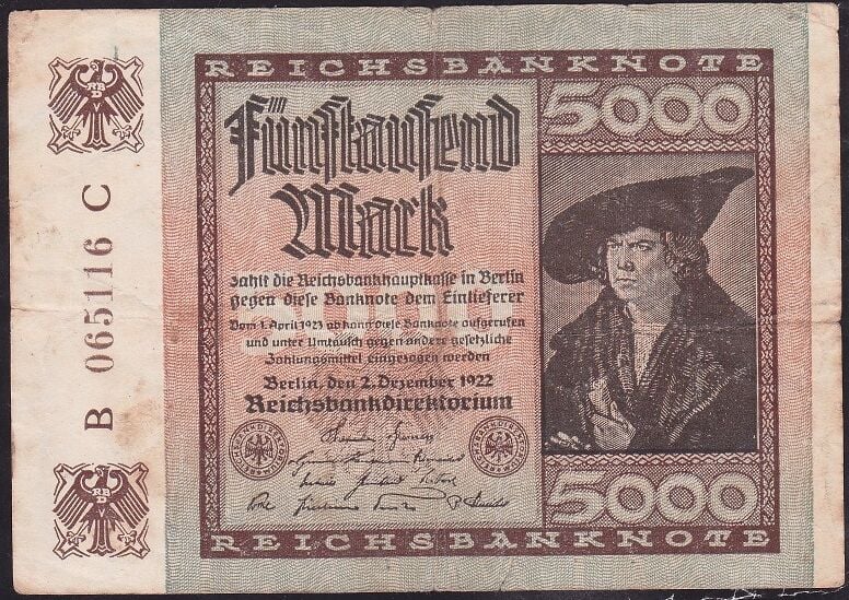 Almanya 5000 Mark 1922 Çok Temiz