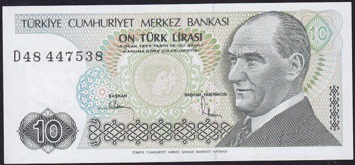 7.Emisyon 2.Tertip 10 Lira D48 447538 Ççt Çilaltı