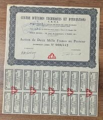 Hisse Senedi -Centre Detudes Techniques 1936 ( 36 X 31 cm )