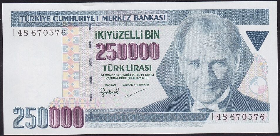 7.Emisyon 3.Tertip 250000 Lira I48 6705XX Çil