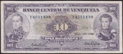 Venezuela 10 Bolivares 1966 Çok Temiz