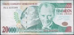 7.Emisyon 20 000 000 Lira H11 357588 Çok Temiz+