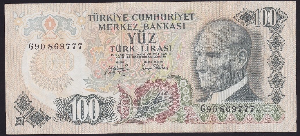 6.EMİSYON 2.TERTİP 100 LİRA G90 869777 ÇOK TEMİZ