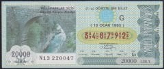 1993 19 OCAK ÇEYREK BİLET - G SERİSİ - Köprülü Kanyon Antalya