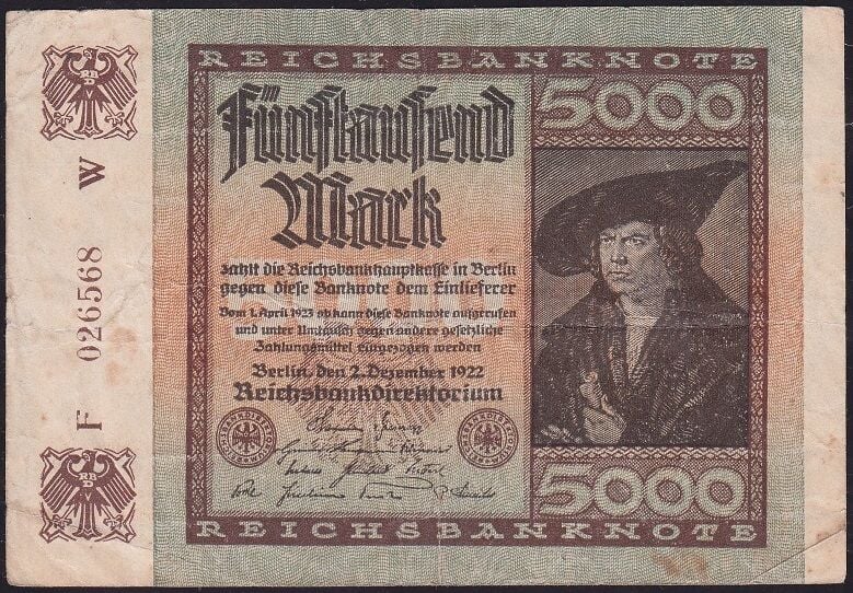 Almanya 5000 Mark 1922 Çok Temiz+