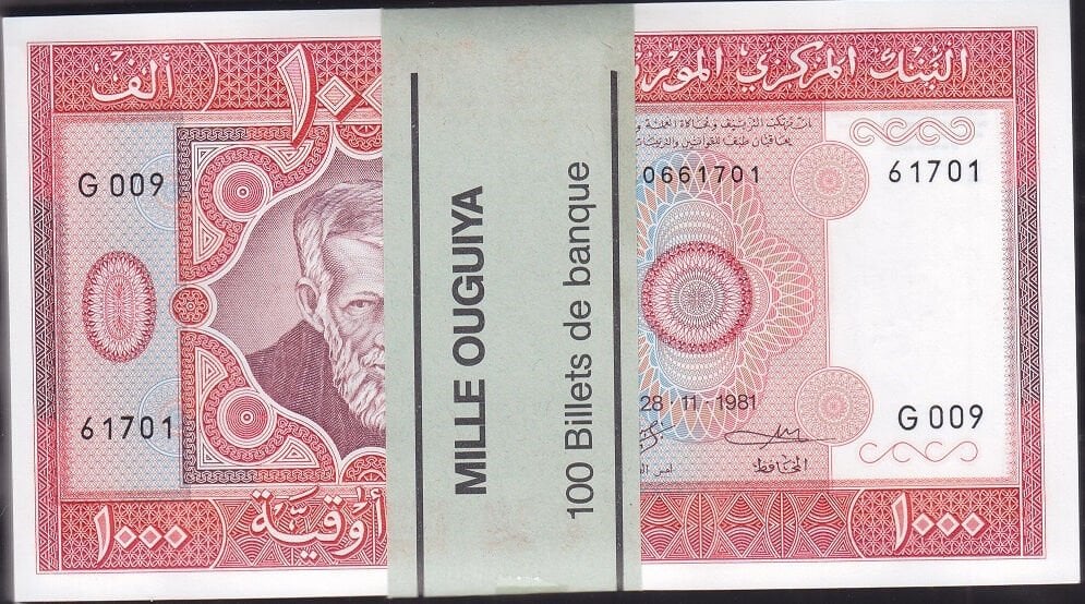Moritanya 1000 Ouguiya 1981 Deste (100 Adet) Çil