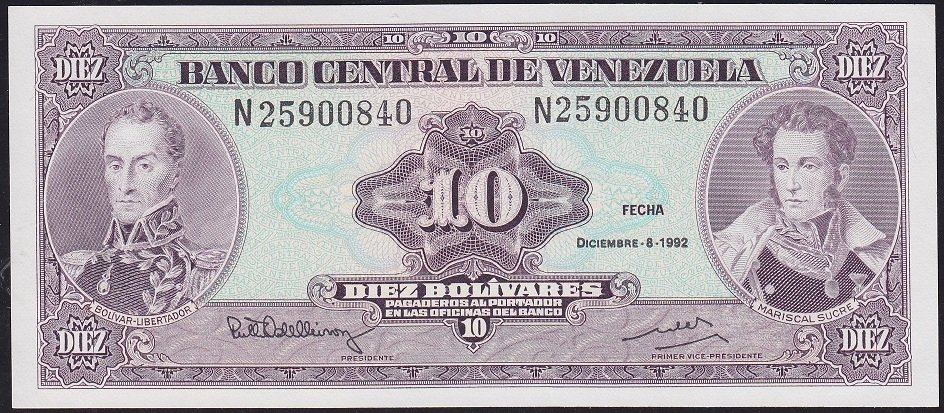 Venezuela 10 Bolivares 1992 Çilaltı Çil