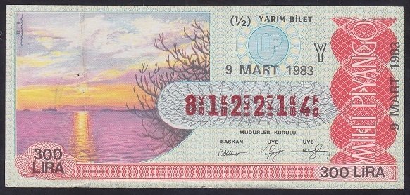 1983 9 MART YARIM BİLET - Y SERİSİ