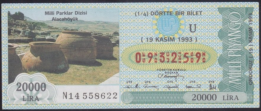 1993 19 KASIM ÇEYREK BİLET - U SERİSİ