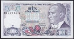 7.EMİSYON 2.TERTİP 1000 LİRA H72 744447 ÇİL BLOK RADAR