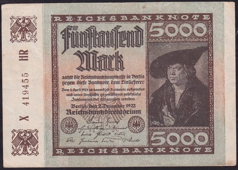 Almanya 5000 Mark 1922 Çok Temiz+