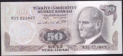 6.Emisyon 1.Tertip 50 Lira H27 322867 Ççt Çilaltı