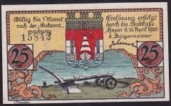 Almanya 25 Pfennig Notgeld 1920 Çil Filigranlı