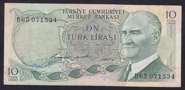 6.EMİSYON 1.TERTİP 10 LİRA D65 071534 ÇOK ÇOK TEMİZ