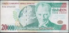 7.Emisyon 20 000 000 Lira H24 276955 Çok Temiz
