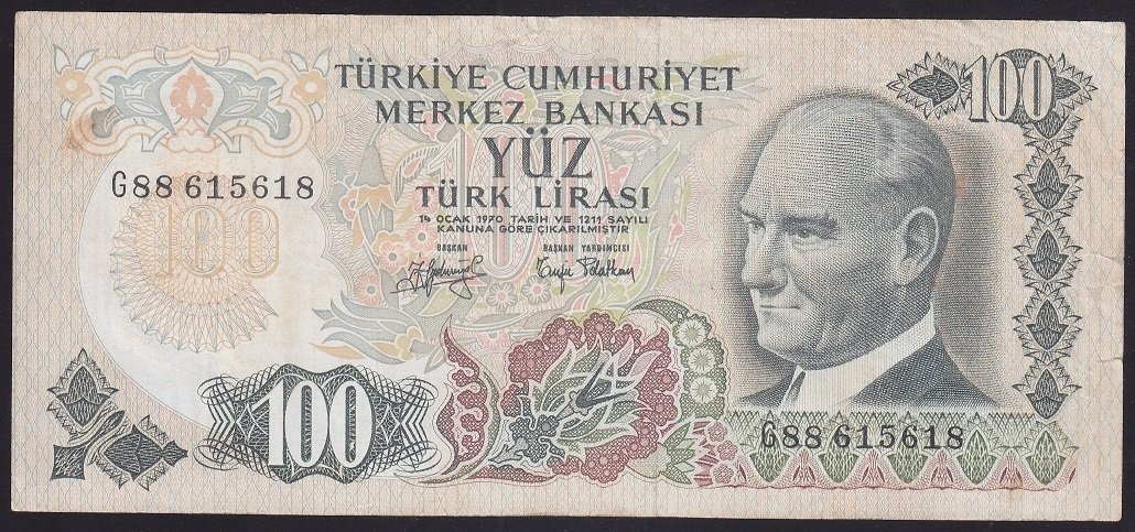 6.EMİSYON 2.TERTİP 100 LİRA G88 615618 TEMİZ + eski kağıt para değerleri