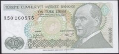 7.Emisyon 1.Tertip 10 Lira A50 160875 Çok Çok Temiz +
