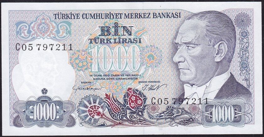 7.Emisyon 1.Tertip 1000 Lira C05 797211 Çil