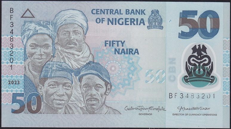 Nijerya 50 Naira 2023 Çil Polimer Pick 40m