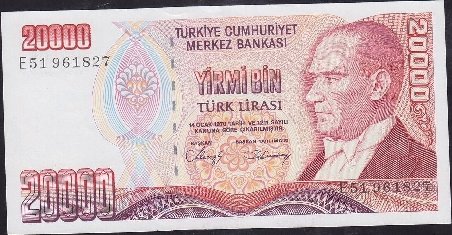 7.Emisyon 1.Tertip 20000 Lira E51 961827 Çilaltı