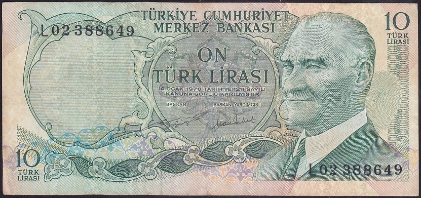 6.EMİSYON 2.TERTİP 10 LİRA L02 388649 ÇOK TEMİZ