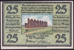 Almanya 25 Pfennig Notgeld 1921 Çil Filigranlı