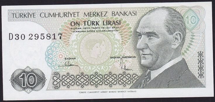 7.Emisyon 2.Tertip 10 Lira D30 295817 Çil