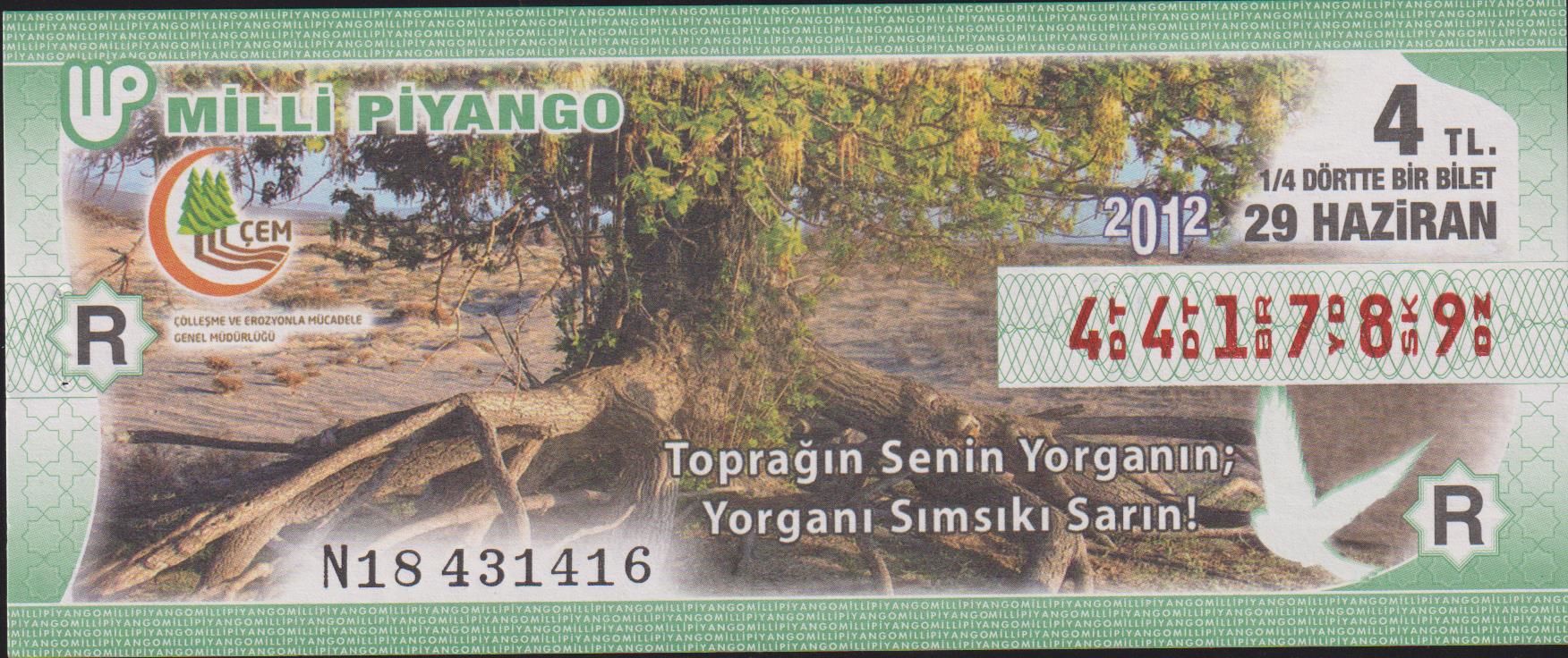 2012 29 Haziran Çeyrek Bilet - R Serisi