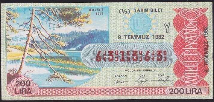 1982 9 Temmuz Yarım Bilet - Y Serisi