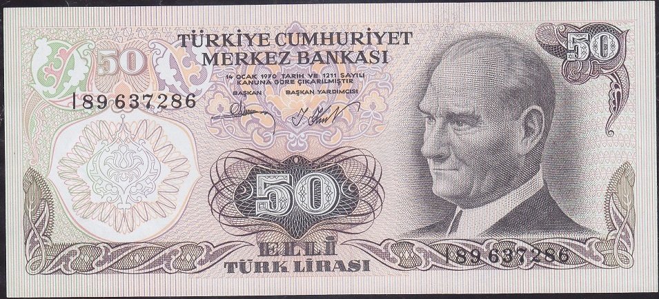 6.Emisyon 2.Tertip 50 Lira I89 637286 Çilaltı Çil