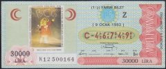 1992 9 OCAK YARIM BİLET - Z SERİSİ eski kağıt para değerleri