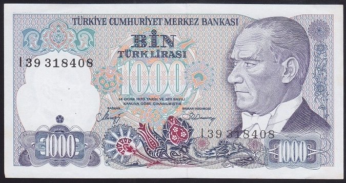 7.EMİSYON 2.TERTİP 1000 LİRA I39 318408 ÇİLALTI ÇİL