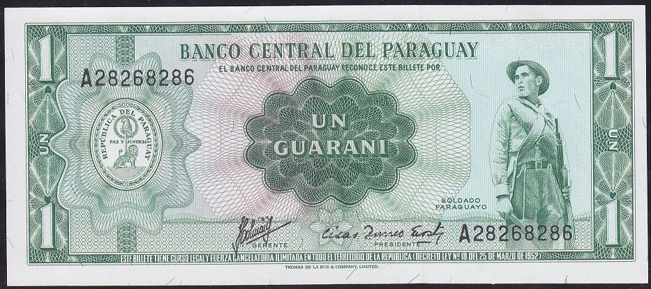 Paraguay 1 Guarani 1952 Çil