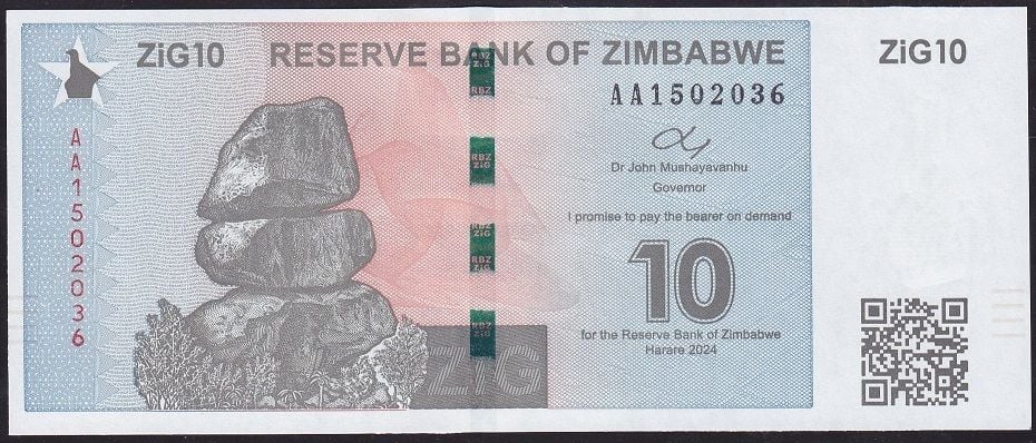 Zimbabwe 10 Zig 2024 Çil Pick 110