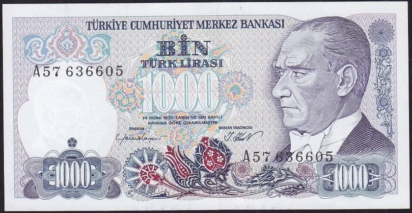 7.Emisyon 1.Tertip 1000 Lira A57 636605 Çilaltı Çil