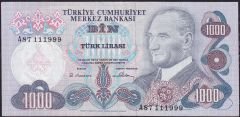6.Emisyon 1.Tertip 1000 Lira A87 111999 Çok Çok Temiz+
