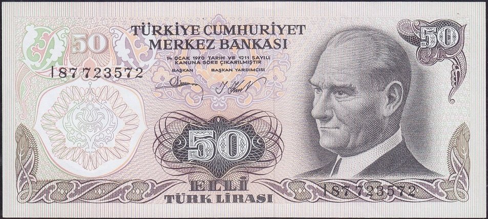 6.Emisyon 2.Tertip 50 Lira I87 723572 Çilaltı
