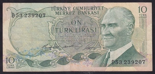 6.EMİSYON 1.TERTİP 10 LİRA D53 239207 ÇOK TEMİZ