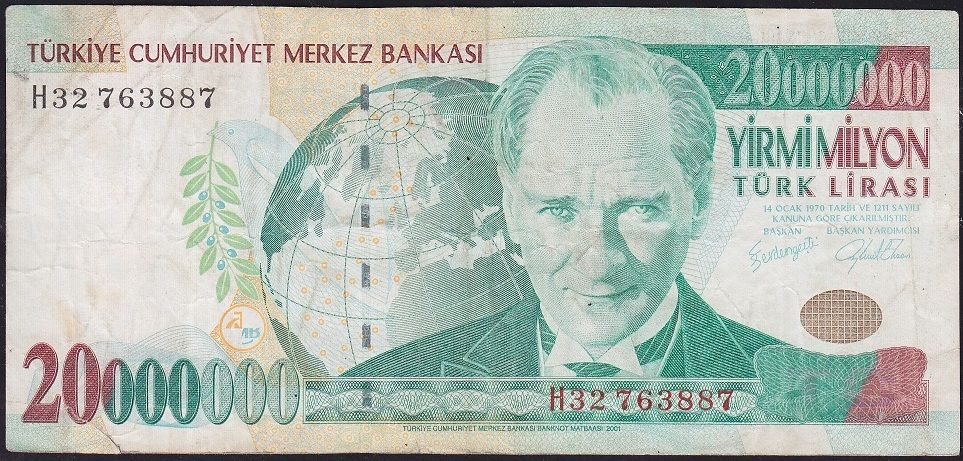 7.Emisyon 20 000 000 Lira H32 763887 Temiz