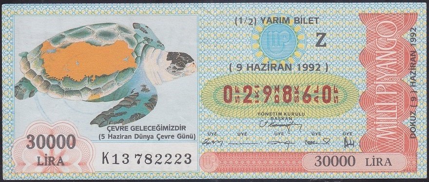 1992 9 HAZİRAN YARIM BİLET - Z SERİSİ