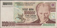 7.Emisyon 1.Tertip 100000 Lira B23 233277 Çok Temiz+