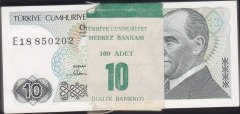 7.Emisyon 2.Tertip 10 Lira E18 Harfi Deste Atlama Vardır (100 Adet) Çil