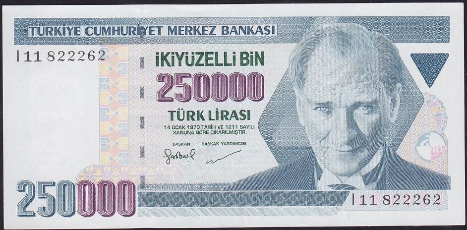 7.Emisyon 3.Tertip 250000 Lira I11 822262 Çilaltı