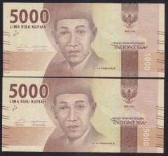 ENDONEZYA 5000 RUPİ 2016 ÇİL SERİ TAKİPLİ 2 ADET 199 - 200