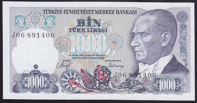 7.EMİSYON 2.TERTİP 1000 LİRA J06 891400 ÇİLALTI ÇİL