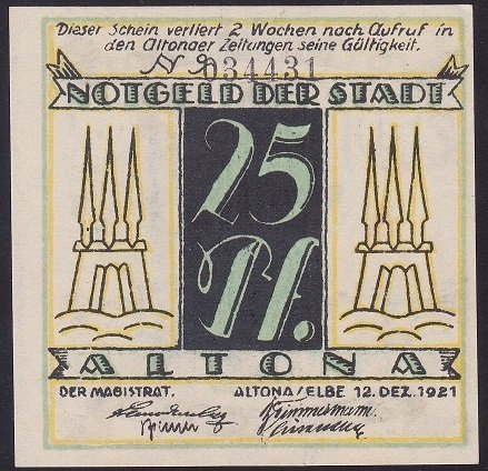 ALMANYA 25 PFENNİNG NOTGELD 1921 ÇİL