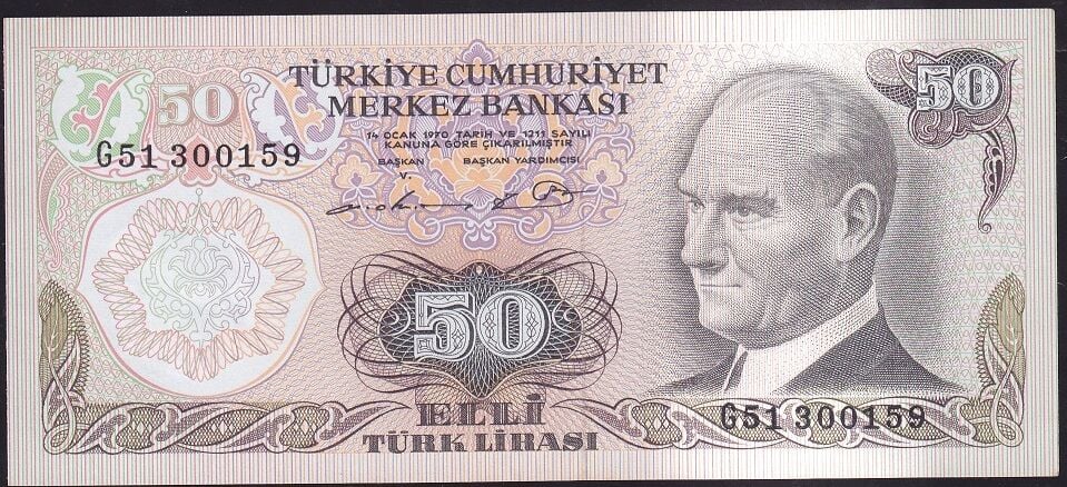 6.Emisyon 1.Tertip 50 Lira G51 300159 Çilaltı